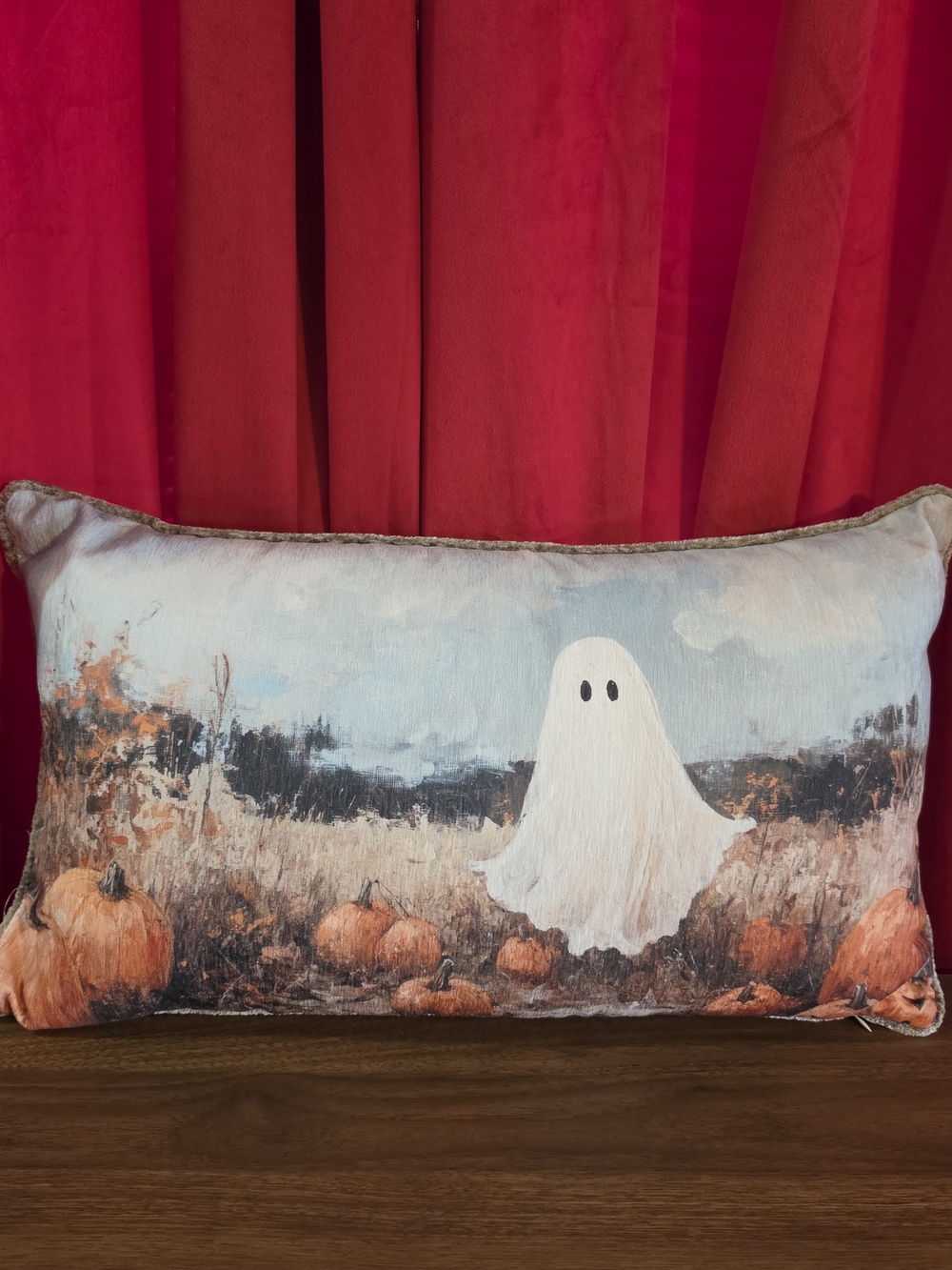 Ghost In Pumpkin Patch Halloween Decorative Pillow Sheffield Home NWT